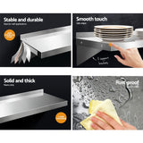 Heavy-Duty Stainless Steel 600mm Wall-Mounted Kitchen Shelf Rack - 45-Degree Angle