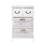 Artiss Alcott Rustic Bedside Storage Table with Wicker Baskets - Top-Down View