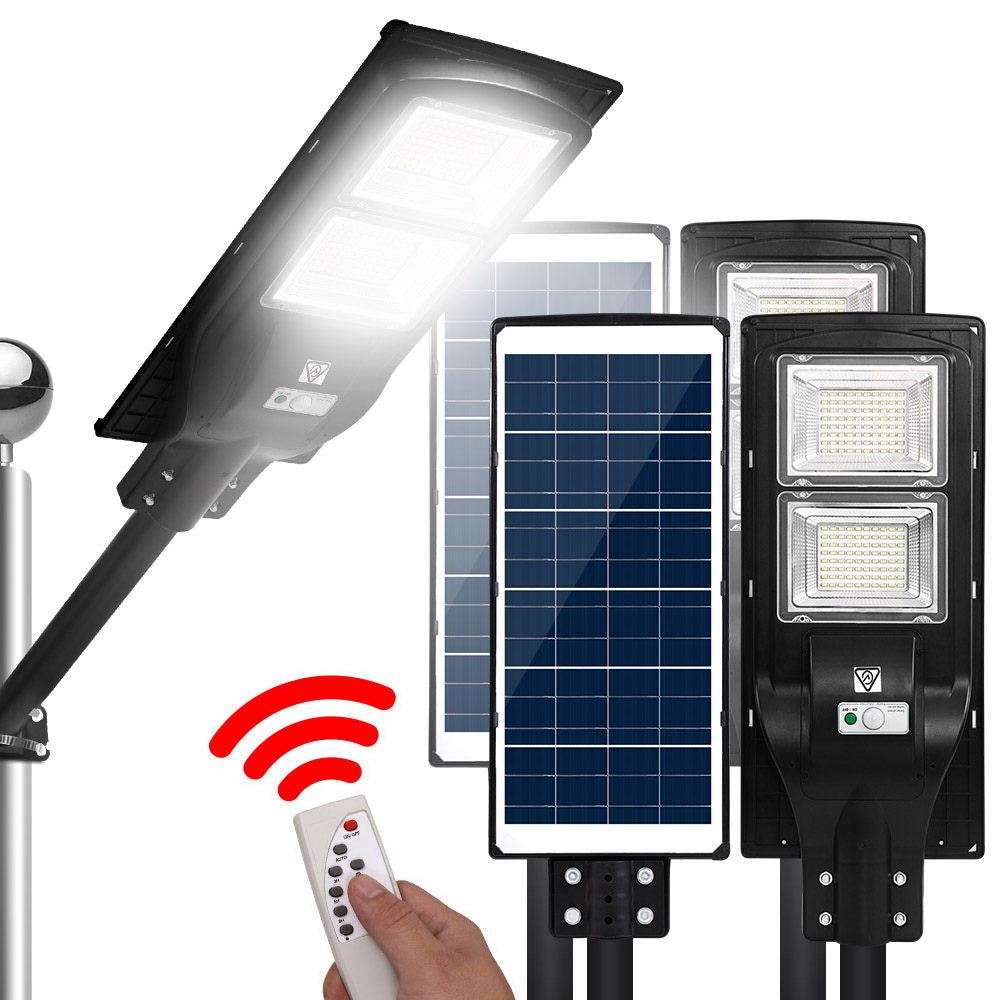 Set of 2 High-Performance LED Solar Street Flood Lights with Motion Sensor for Outdoor Use