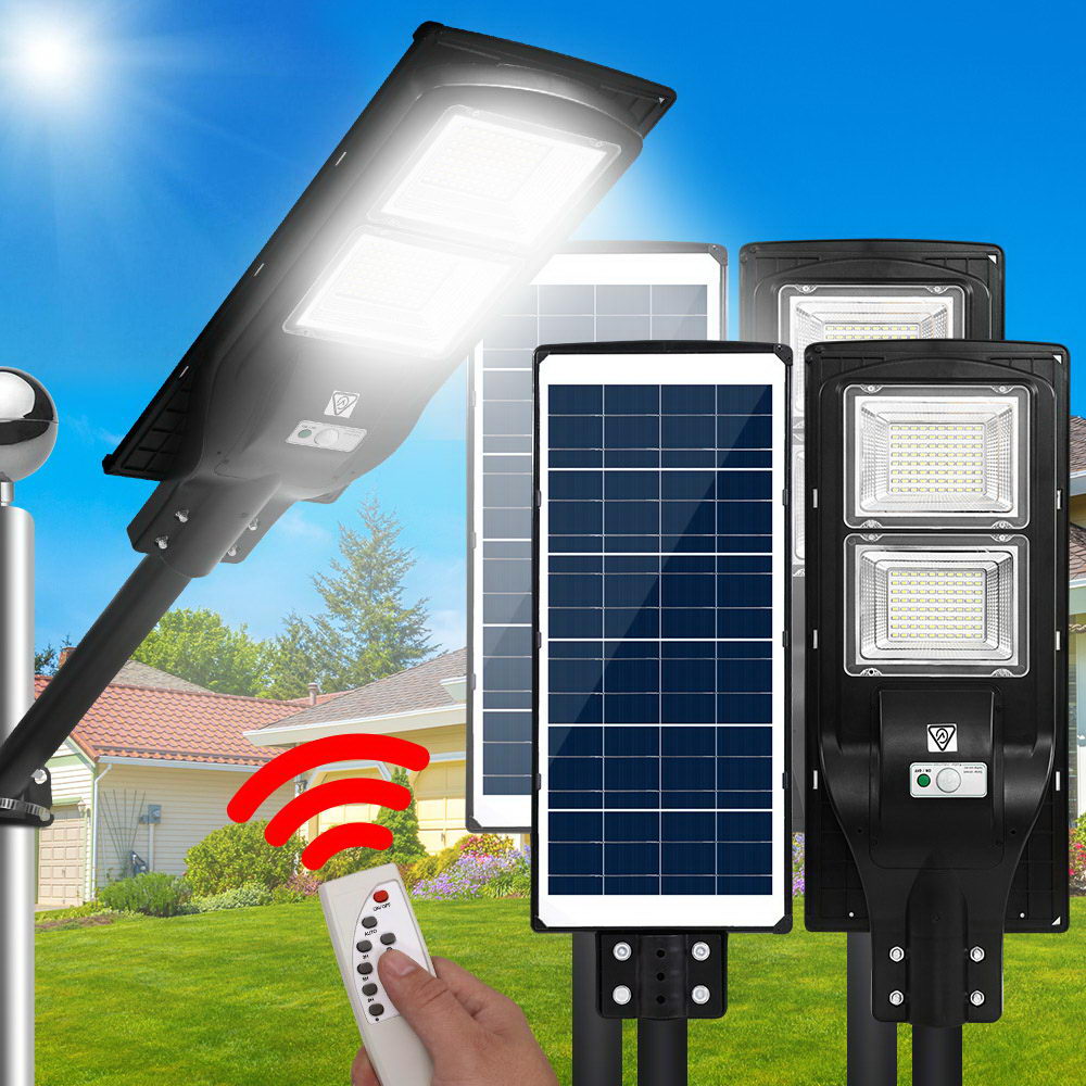 Set of 2 High-Performance LED Solar Street Flood Lights with Motion Sensor for Outdoor Use