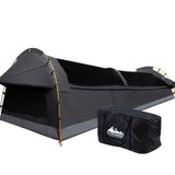 Weisshorn Deluxe Double Swag Camping Tent - Dark Grey - Spacious and Waterproof Canvas Shelter with Mattress and Carry Bag
