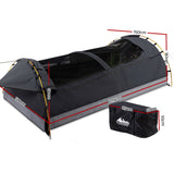 Weisshorn Deluxe Double Swag Camping Tent - Dark Grey - Spacious and Waterproof Canvas Shelter with Mattress and Carry Bag - Front View