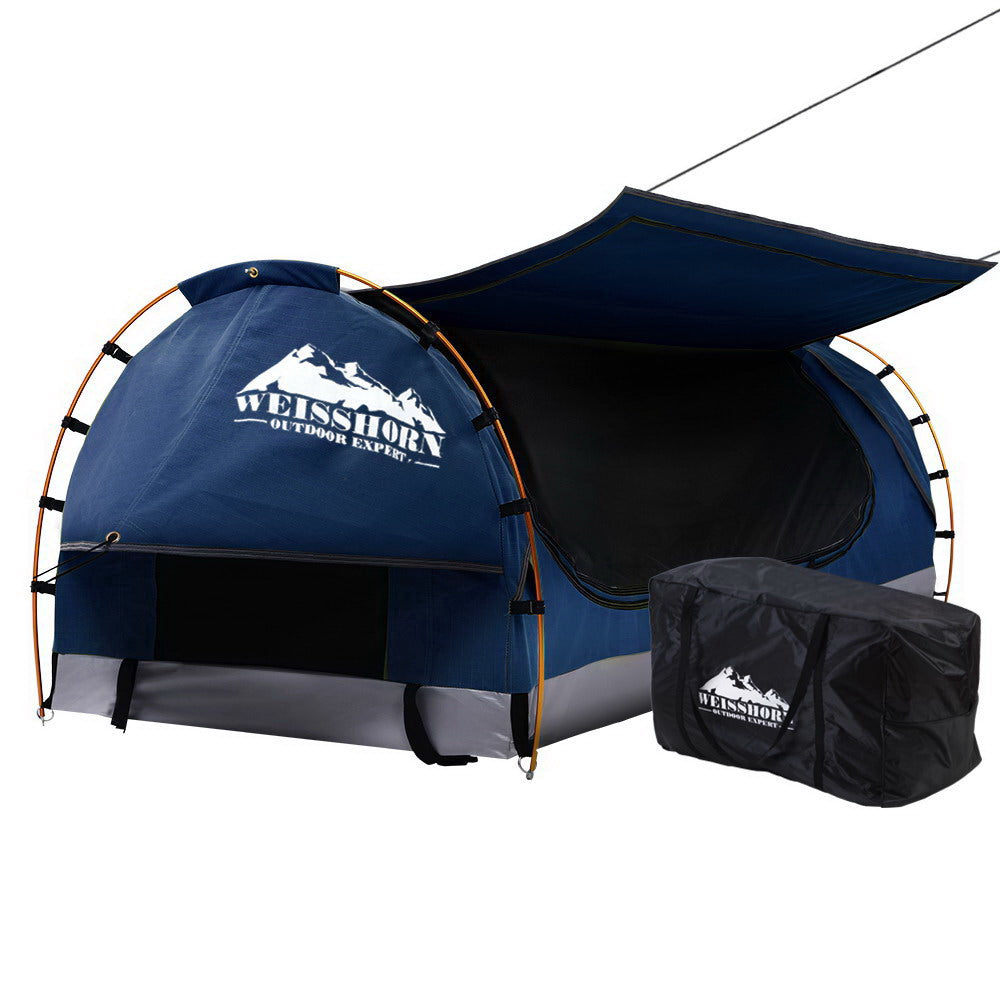 Weisshorn Dark Blue King Single Camping Swag with 7CM Mattress - Free Standing Dome Tent