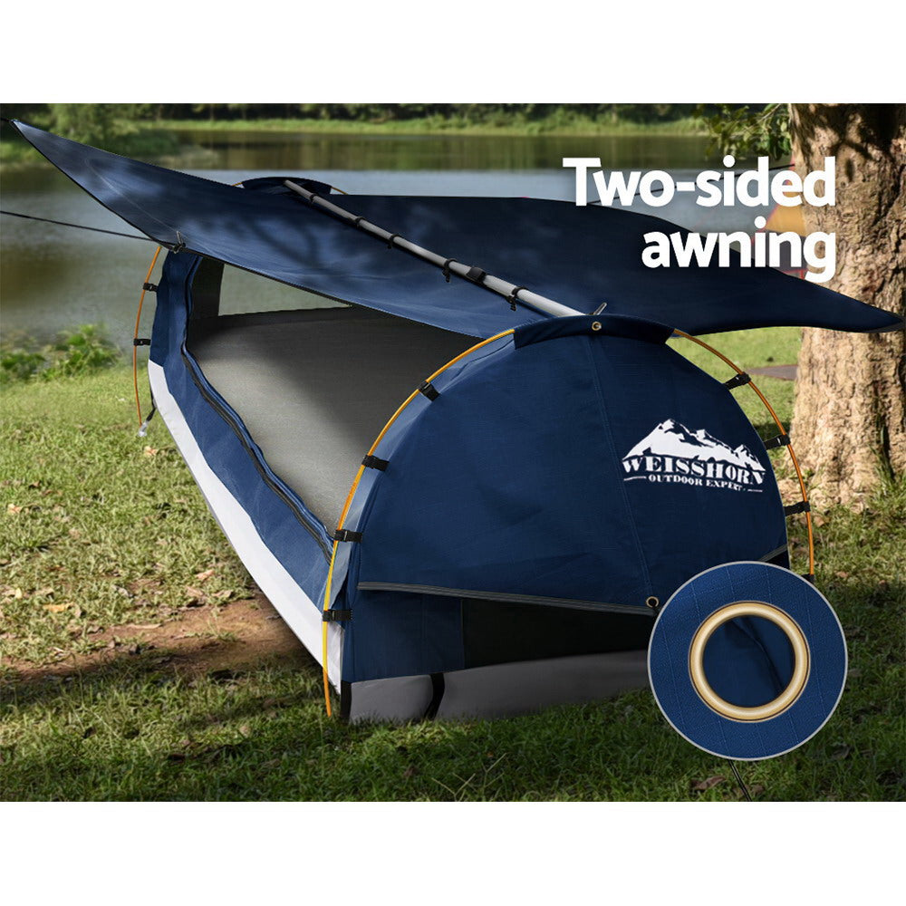 Weisshorn Dark Blue King Single Camping Swag with 7CM Mattress - Free Standing Dome Tent