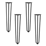 Set of 4 Industrial Hairpin Legs for Coffee and Dining Tables - 73CM Black Steel Desk Support - Front View