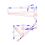 Set of 4 Industrial Hairpin Legs for Coffee and Dining Tables - 73CM Black Steel Desk Support - Side View