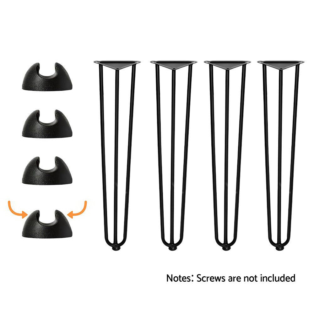 Set of 4 Industrial Hairpin Legs for Coffee and Dining Tables - 73CM Black Steel Desk Support