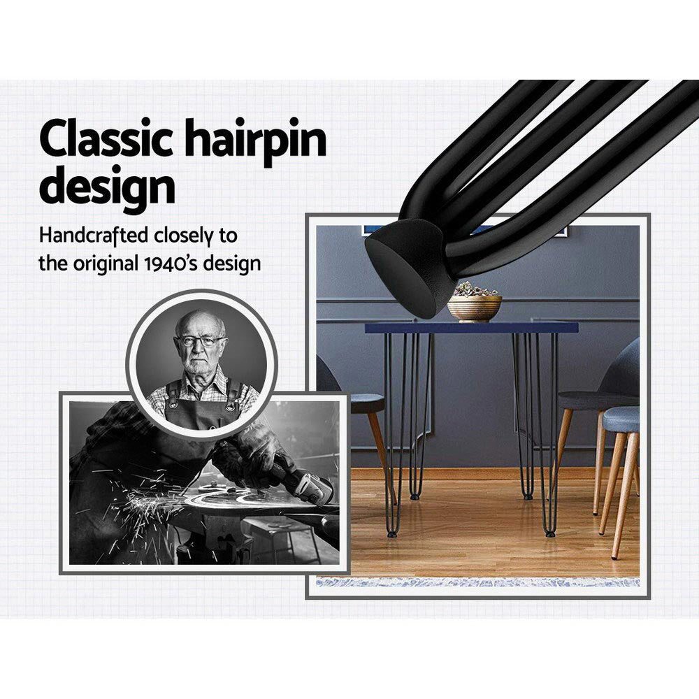 Set of 4 Industrial Hairpin Legs for Coffee and Dining Tables - 73CM Black Steel Desk Support