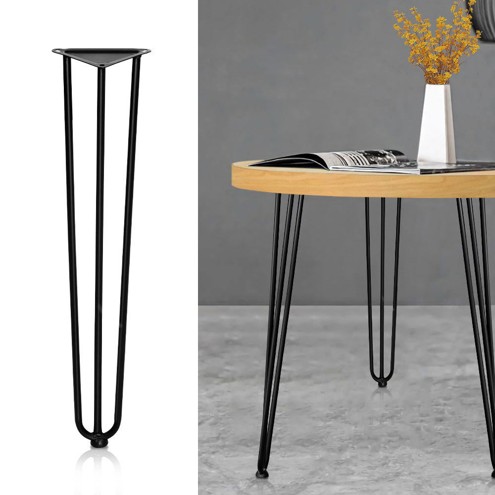 Set of 4 Industrial Hairpin Legs for Coffee and Dining Tables - 73CM Black Steel Desk Support