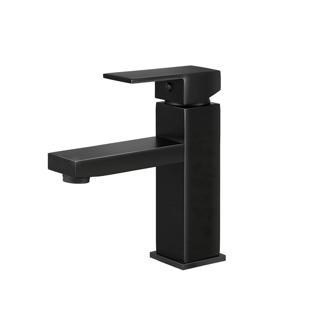 Cefito Modern Black Brass Basin Faucet - Certified WELS Bathroom Mixer for Vanity Sinks
