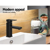 Cefito Modern Black Brass Basin Faucet - Certified WELS Bathroom Mixer for Vanity Sinks - 45-Degree Angle