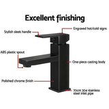 Cefito Modern Black Brass Basin Faucet - Certified WELS Bathroom Mixer for Vanity Sinks - Rear View
