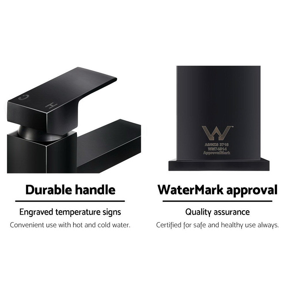 Cefito Modern Black Brass Basin Faucet - Certified WELS Bathroom Mixer for Vanity Sinks