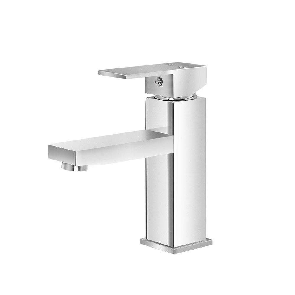Cefito Modern Brass Basin Mixer Tap - WELS Certified Polished Silver Faucet for Elegant Bathrooms