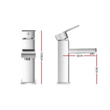 Cefito Modern Brass Basin Mixer Tap - WELS Certified Polished Silver Faucet for Elegant Bathrooms - Side View