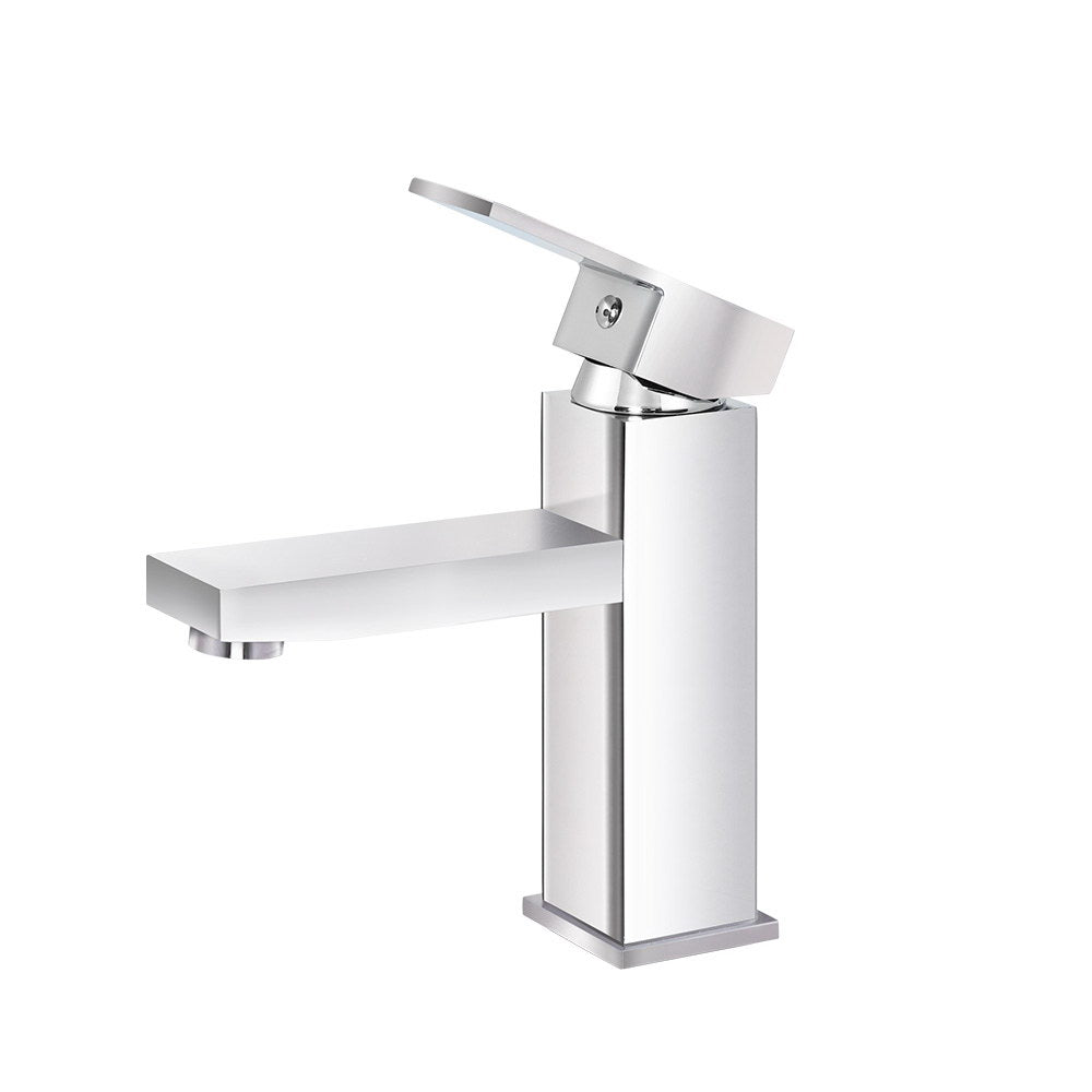 Cefito Modern Brass Basin Mixer Tap - WELS Certified Polished Silver Faucet for Elegant Bathrooms