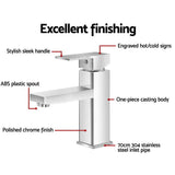 Cefito Modern Brass Basin Mixer Tap - WELS Certified Polished Silver Faucet for Elegant Bathrooms - Rear View
