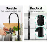 Cefito Modern Black Pull-Out Kitchen Mixer Tap with Swivel Brass Faucet for Culinary Spaces - 45-Degree Angle