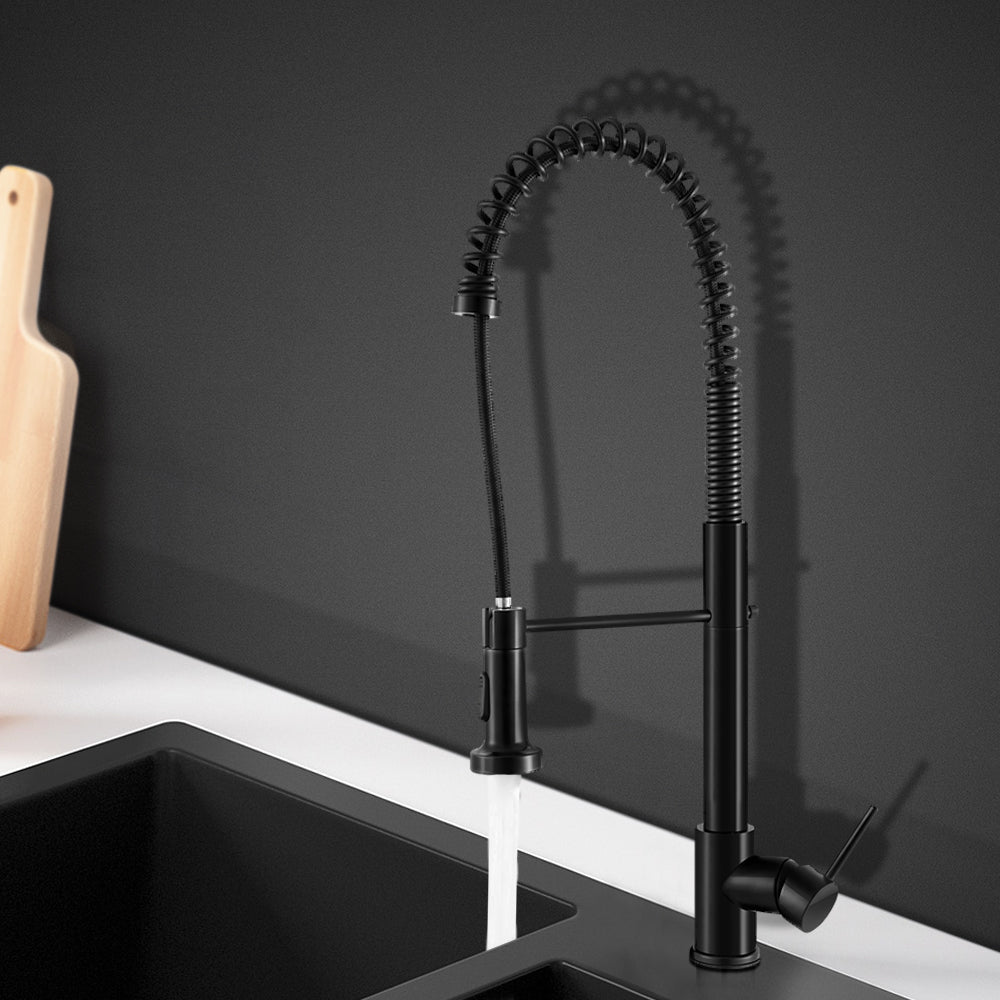 Cefito Modern Black Pull-Out Kitchen Mixer Tap with Swivel Brass Faucet for Culinary Spaces