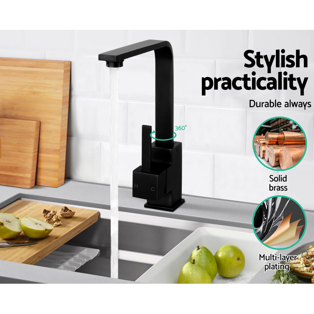 Modern Black 360° Swivel Kitchen Faucet with Leak-Proof Technology