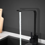 Modern Black 360° Swivel Kitchen Faucet with Leak-Proof Technology - Close-Up Angle