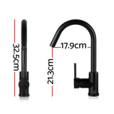 Cefito Matte Black Gooseneck Kitchen Faucet - Elegant Mixer Tap - Front View
