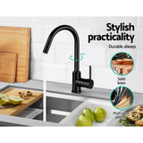 Cefito Matte Black Gooseneck Kitchen Faucet - Elegant Mixer Tap - 45-Degree Angle