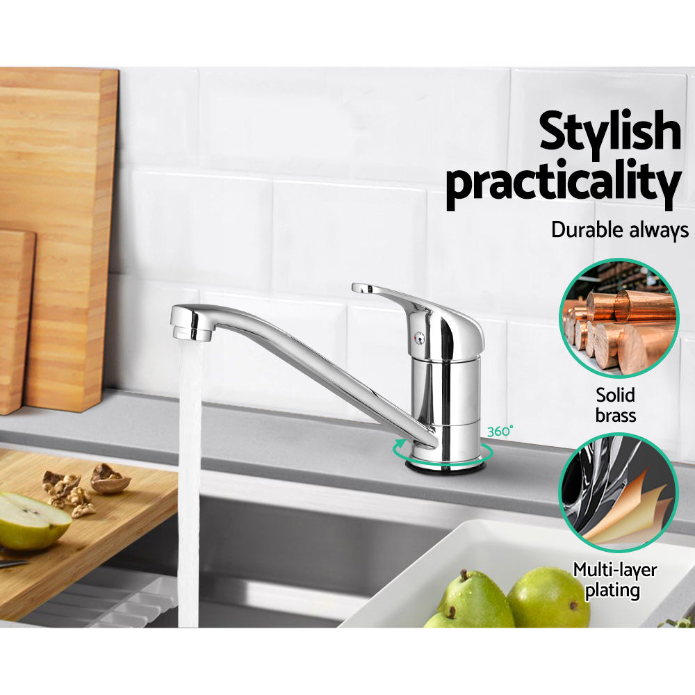 Cefito Stylish Silver Gooseneck Kitchen Faucet