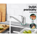 Cefito Stylish Silver Gooseneck Kitchen Faucet - Rear View