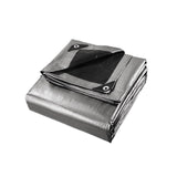 Instahut Heavy Duty 3.6x4.8m Waterproof Poly Tarp - Silver UV-Resistant Cover - Front View