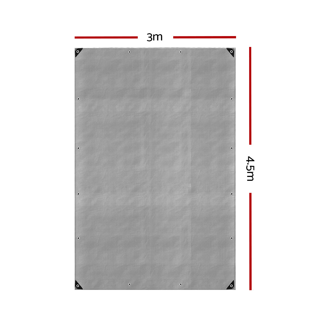 Heavy-Duty 3x4.5m Waterproof Poly Tarpaulin - Instahut Silver Camping Cover