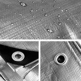 Heavy-Duty 3x4.5m Waterproof Poly Tarpaulin - Instahut Silver Camping Cover - Top-Down View