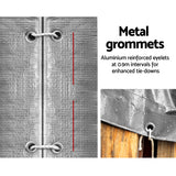 Heavy-Duty 3x4.5m Waterproof Poly Tarpaulin - Instahut Silver Camping Cover - Close-Up Angle