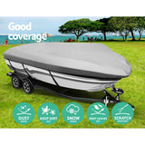Marine-Grade Waterproof Boat Cover for 12-15.5ft Trailers - Durable 600D Polyester - Top-Down View