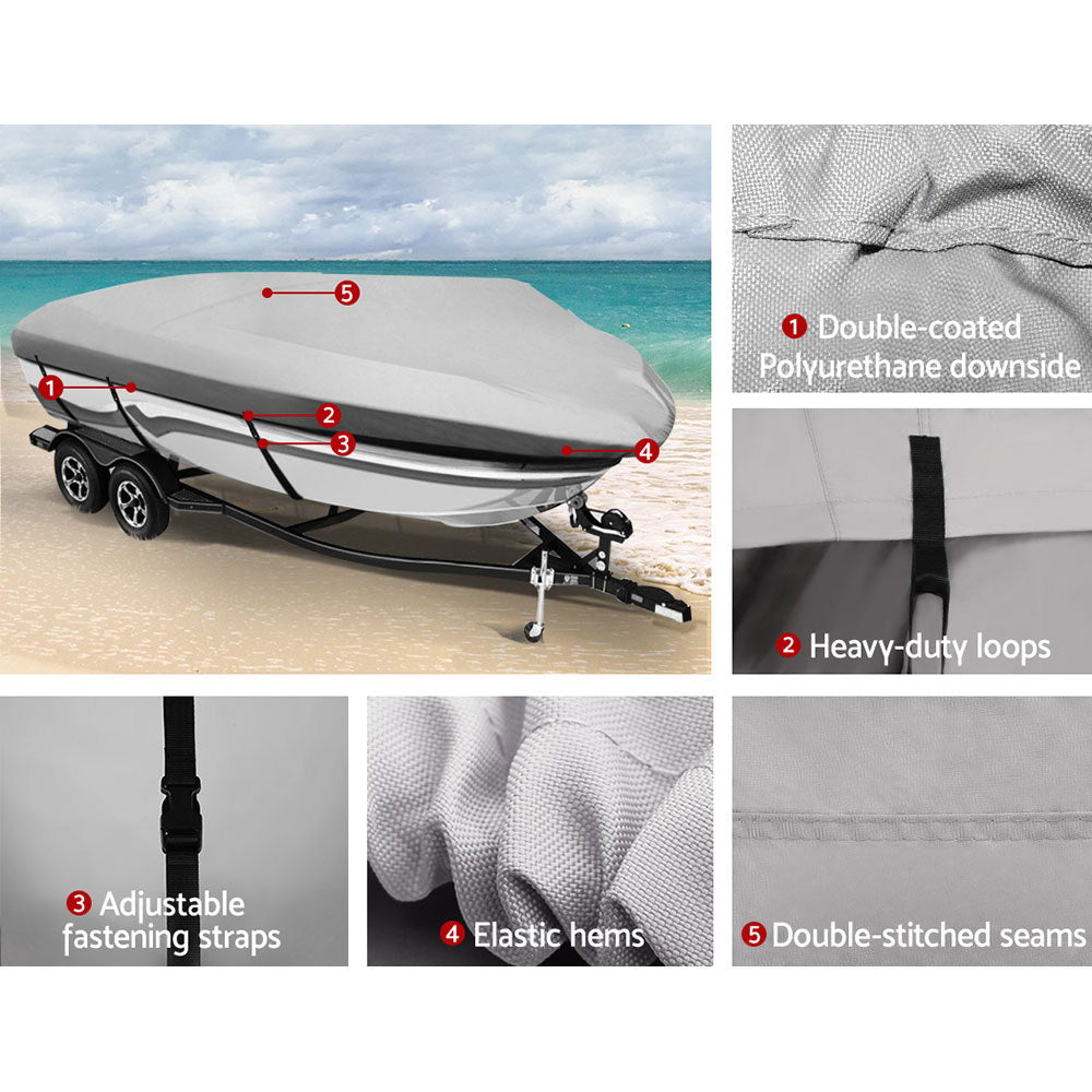 Marine-Grade Waterproof Boat Cover for 12-15.5ft Trailers - Durable 600D Polyester