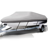 Heavy-Duty Waterproof Boat Cover for 14 to 16 Foot Vessels - Grey - Front View