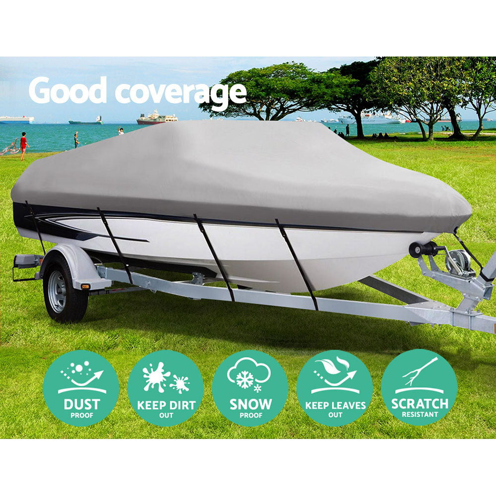 Heavy-Duty Waterproof Boat Cover for 14 to 16 Foot Vessels - Grey