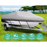 Heavy-Duty Waterproof Boat Cover for 14 to 16 Foot Vessels - Grey - Top-Down View