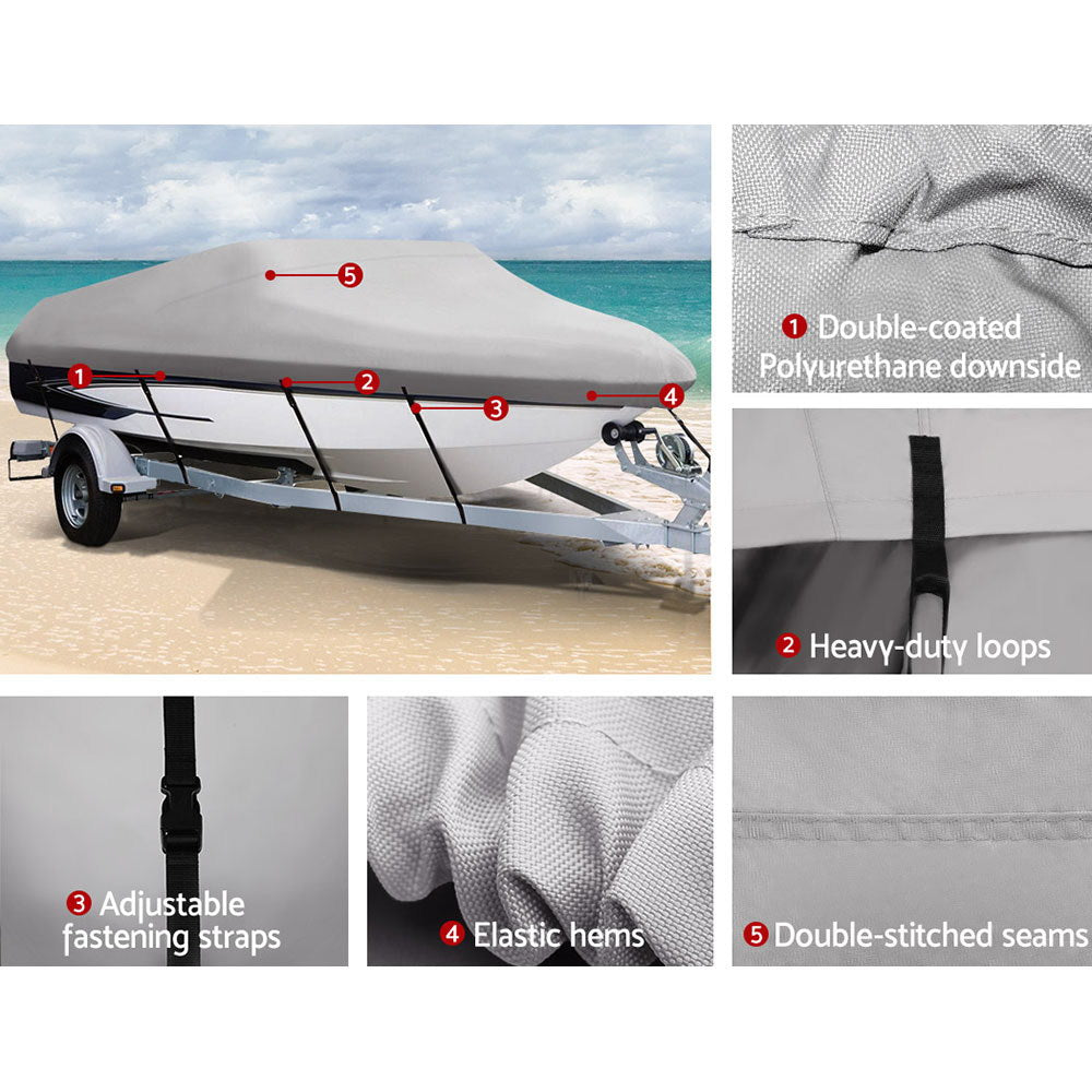 Heavy-Duty Waterproof Boat Cover for 14 to 16 Foot Vessels - Grey