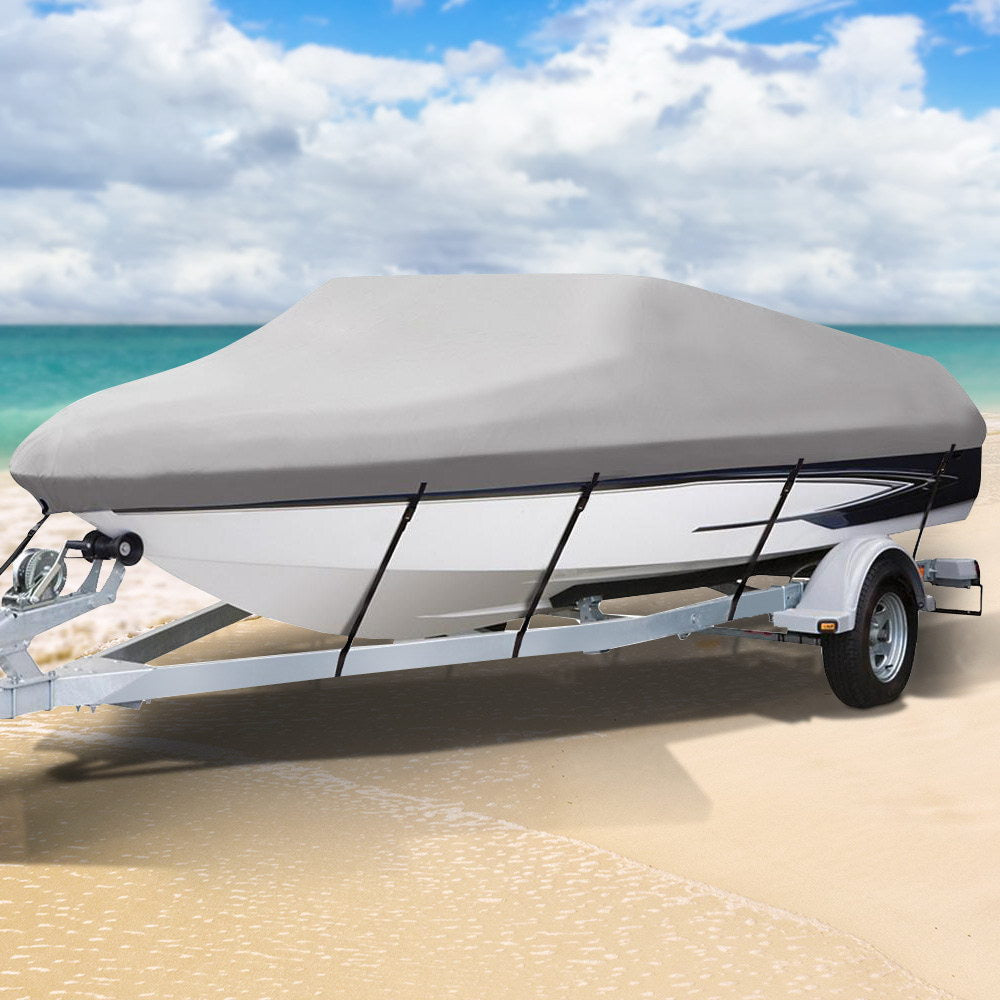 Heavy-Duty Waterproof Boat Cover for 14 to 16 Foot Vessels - Grey