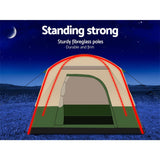 Weisshorn 4-Person Waterproof Camping Tent - Ideal for Hiking and Beach Trips, Green Canvas Design - Rear View