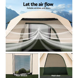 Weisshorn 4-Person Waterproof Camping Tent - Ideal for Hiking and Beach Trips, Green Canvas Design - Close-Up Angle