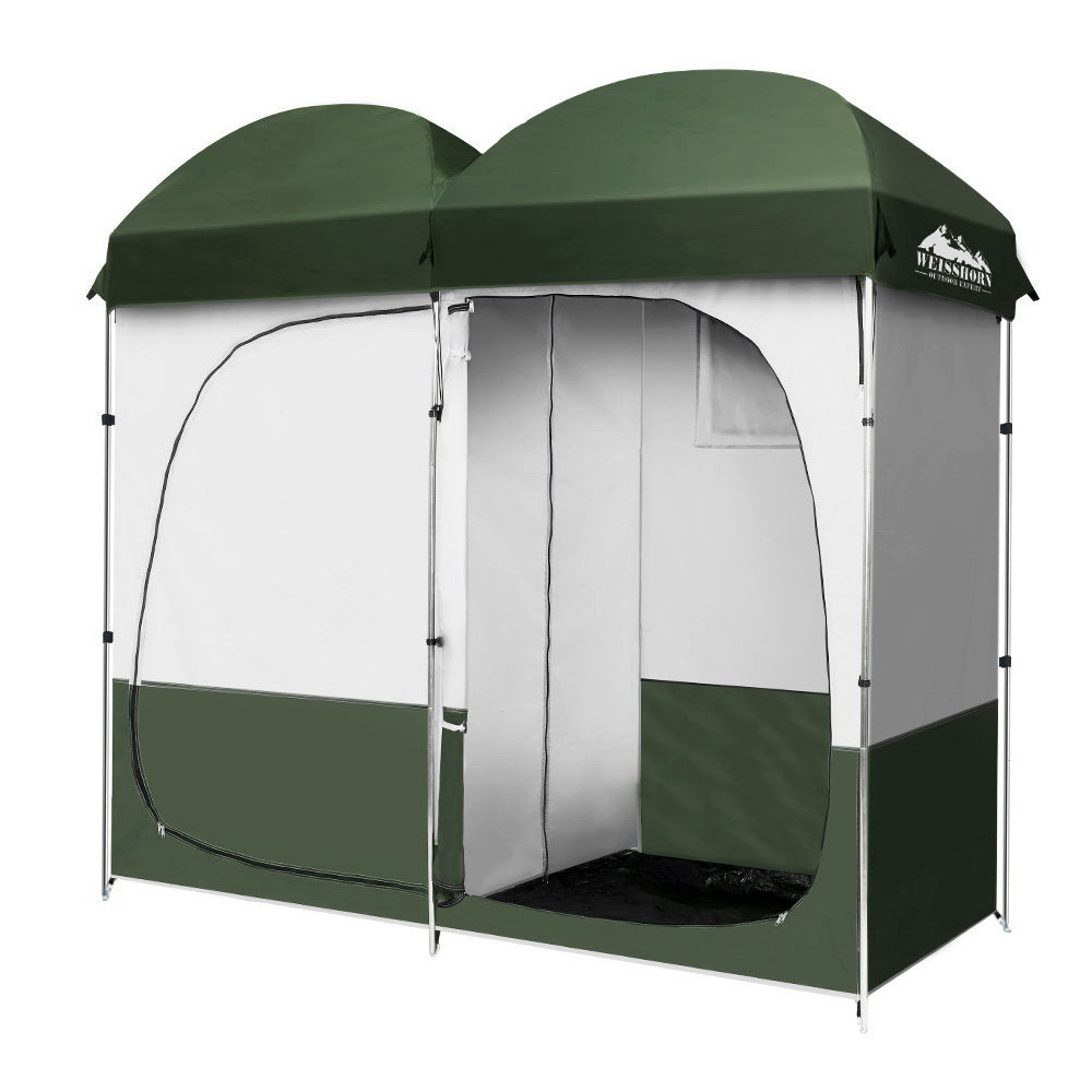 Weisshorn Portable Outdoor Shower and Changing Tent - Double Room, Green