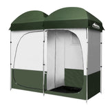 Weisshorn Portable Outdoor Shower and Changing Tent - Double Room, Green - Front View