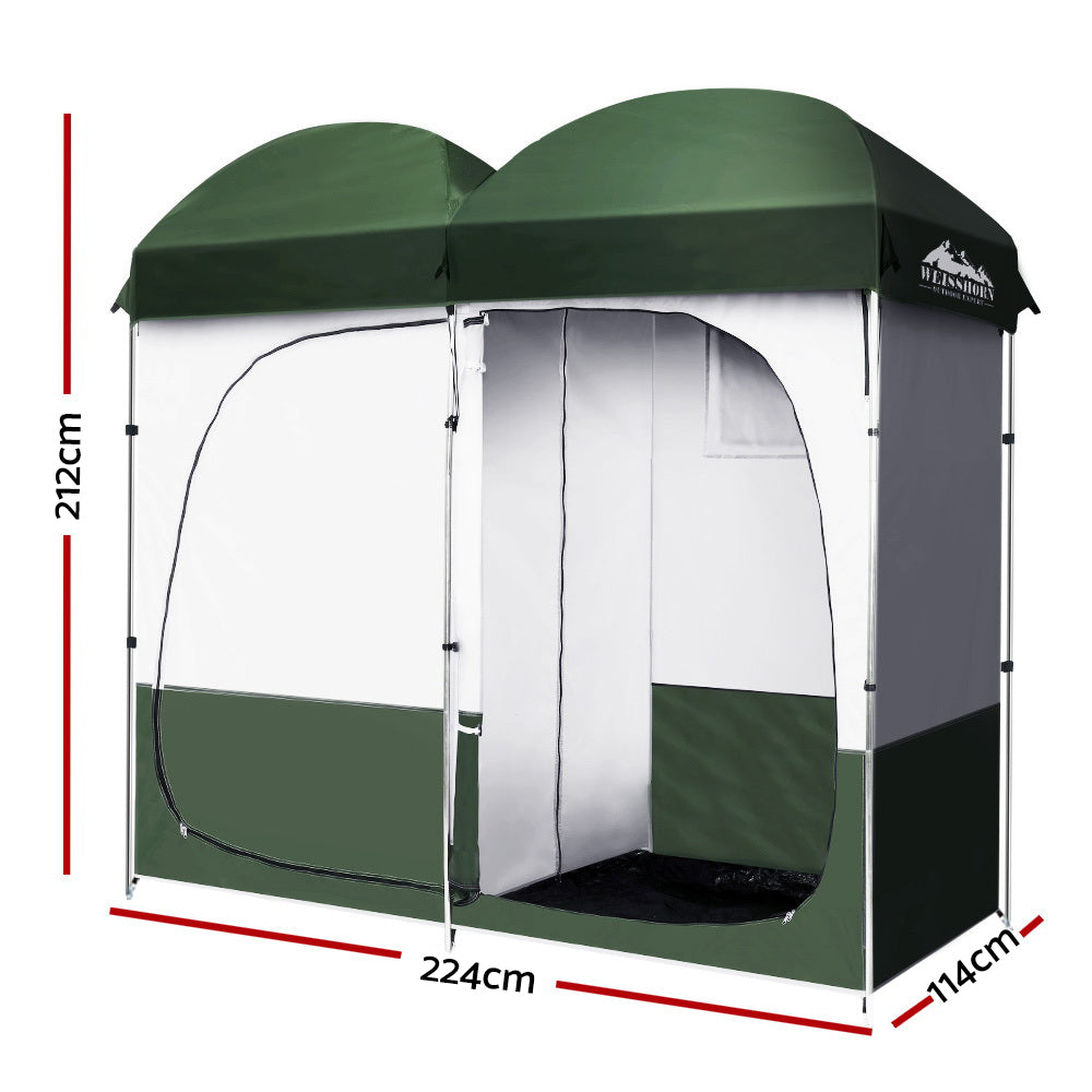 Weisshorn Portable Outdoor Shower and Changing Tent - Double Room, Green