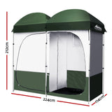 Weisshorn Portable Outdoor Shower and Changing Tent - Double Room, Green - Side View