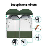 Weisshorn Portable Outdoor Shower and Changing Tent - Double Room, Green - 45-Degree Angle