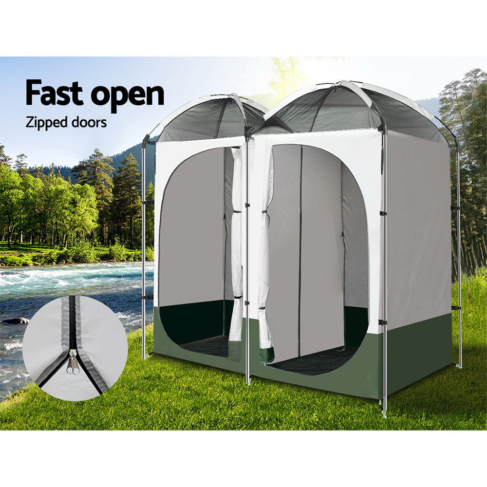 Weisshorn Portable Outdoor Shower and Changing Tent - Double Room, Green
