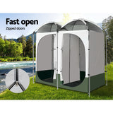 Weisshorn Portable Outdoor Shower and Changing Tent - Double Room, Green - Rear View