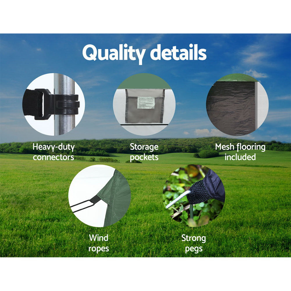 Weisshorn Portable Outdoor Shower and Changing Tent - Double Room, Green